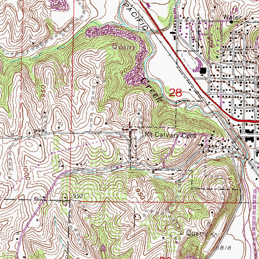 Topographic Map of Mount Calvary Cemetery, KS