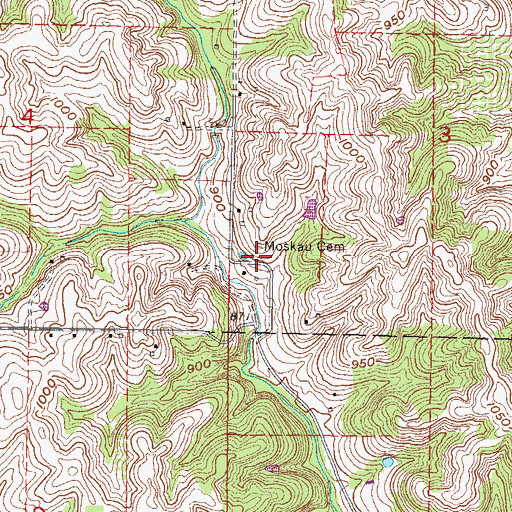 Topographic Map of Moskau Cemetery, KS