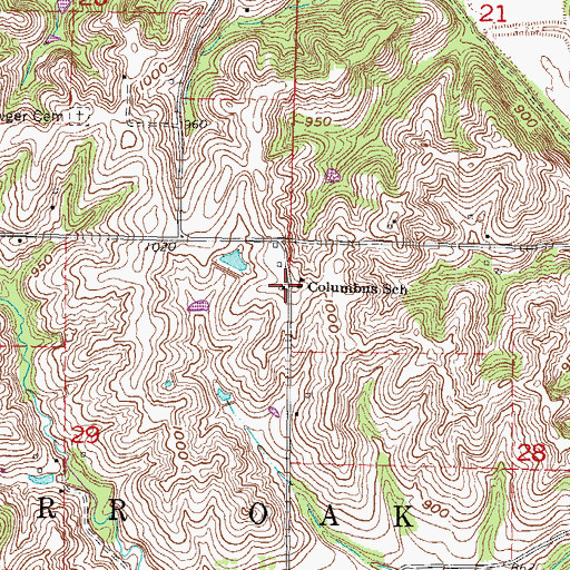 Topographic Map of Columbus School, KS