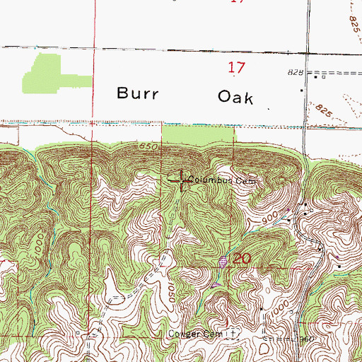Topographic Map of Columbus Cemetery, KS