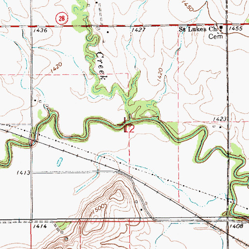 Topographic Map of Dry Creek, KS