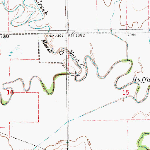 Topographic Map of Marsh Creek, KS