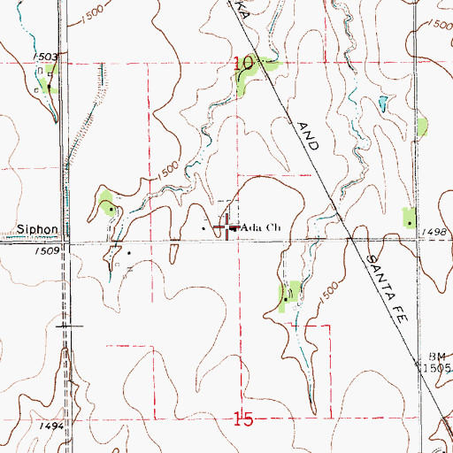 Topographic Map of Ada Lutheran Church, KS