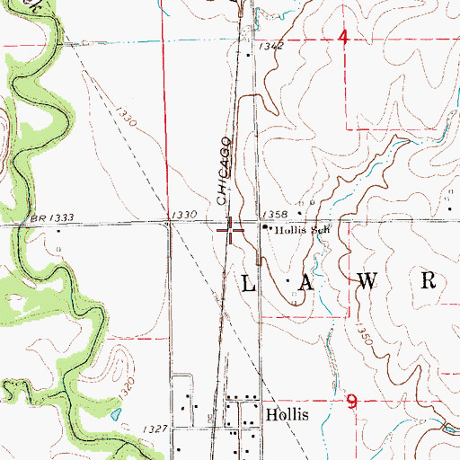 Topographic Map of Hollis School, KS