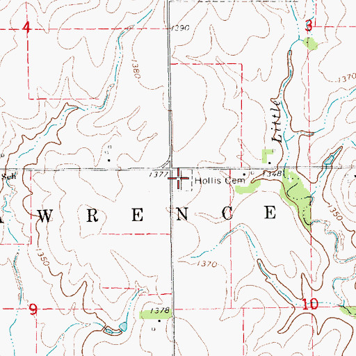 Topographic Map of Hollis Cemetery, KS