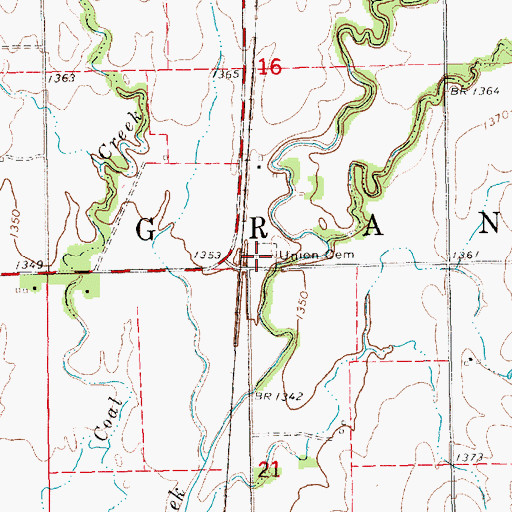 Topographic Map of Union Cemetery, KS