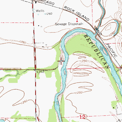 Topographic Map of Scribner Creek, KS