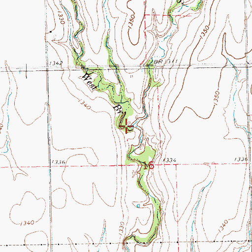 Topographic Map of West Branch Scribner Creek, KS