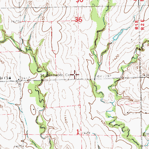 Topographic Map of Saint Bernard's Cemetery, KS