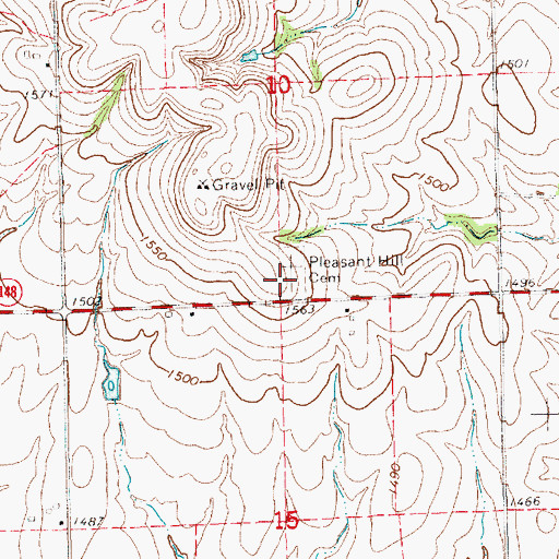 Topographic Map of Pleasant Hill Cemetery, KS