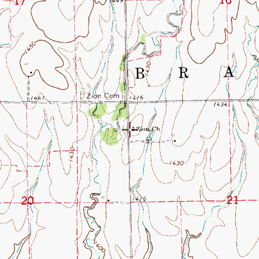 Topographic Map of Zion Lutheran Church, KS