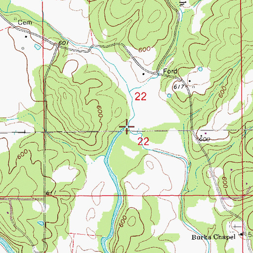 Topographic Map of Camp Creek, AR