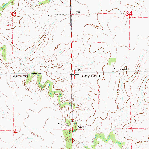 Topographic Map of Linn City Cemetery, KS