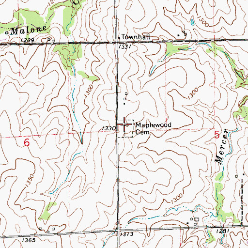 Topographic Map of Maplewood Cemetery, KS