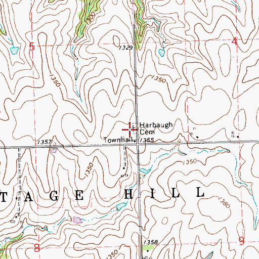 Topographic Map of Harbaugh Cemetery, KS