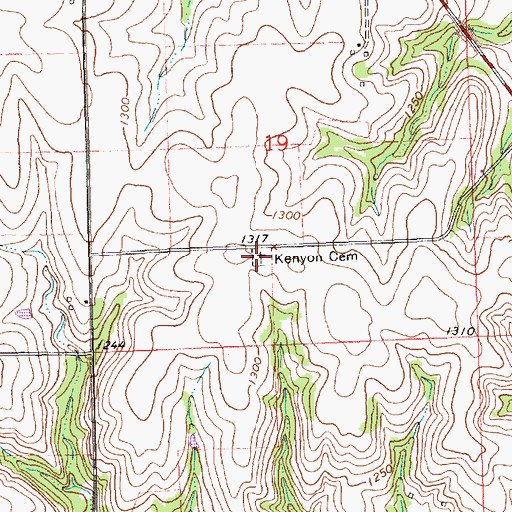 Topographic Map of Kenyon Cemetery, KS
