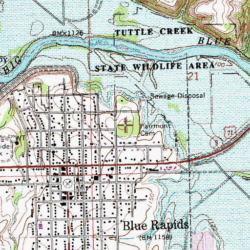 Topographic Map of Fairmont Cemetery, KS