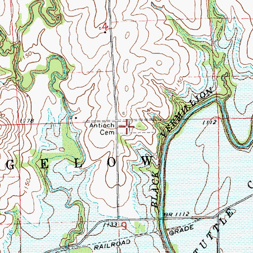 Topographic Map of Antioch Cemetery, KS
