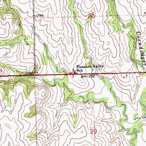 Topographic Map of Pleasant Valley School (historical), KS