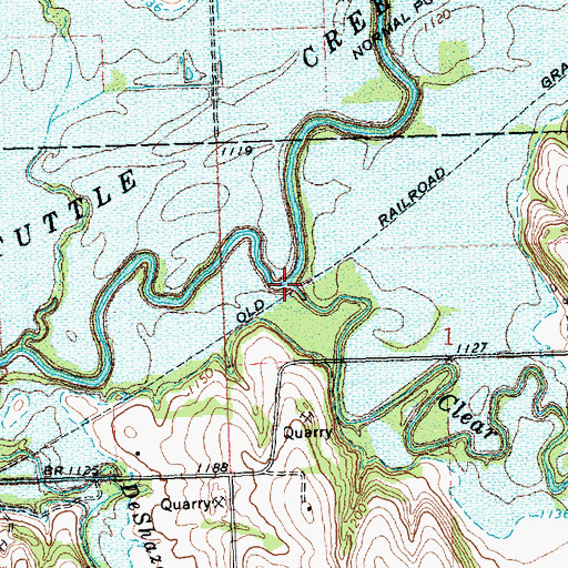 Topographic Map of Clear Fork, KS