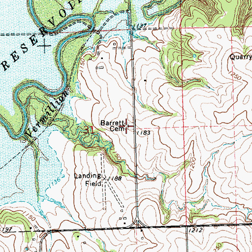 Topographic Map of Barrett Cemetery, KS