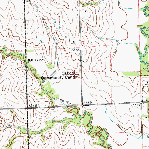 Topographic Map of Osborne Community Center, KS