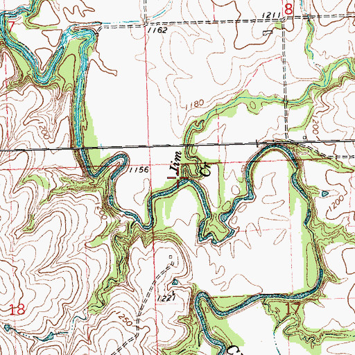 Topographic Map of Jim Creek, KS