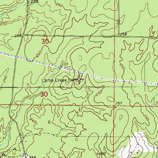 Topographic Map of Camp Creek Cemetery, AR