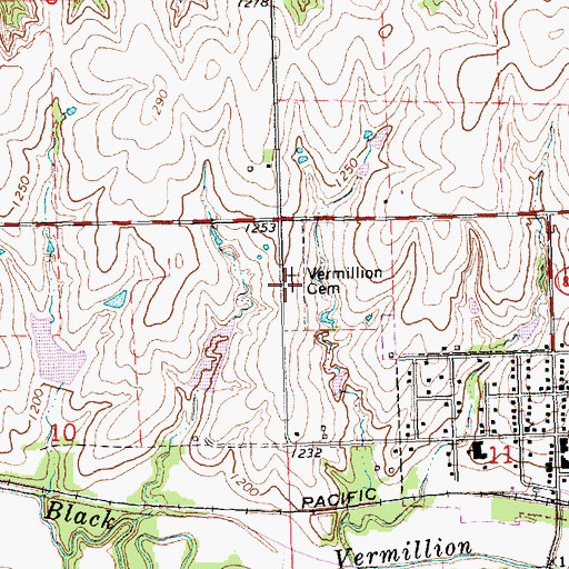 Topographic Map of Vermillion Cemetery, KS
