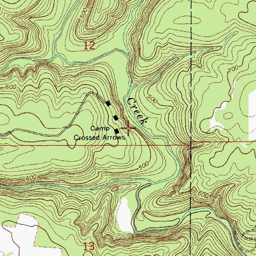 Topographic Map of Camp Crossed Arrows, AR