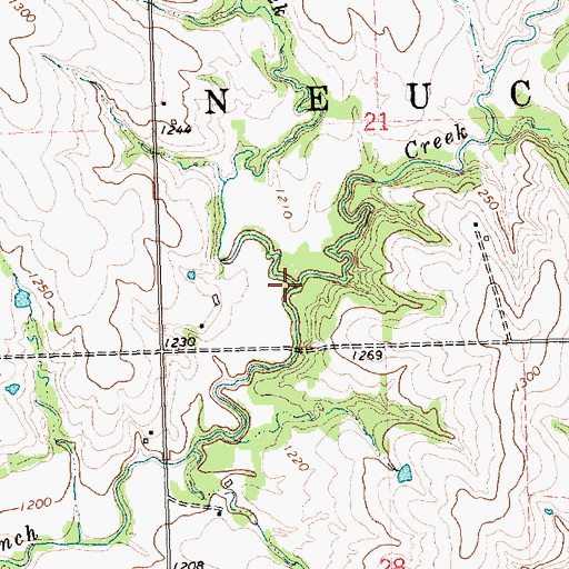 Topographic Map of Mulberry Creek, KS