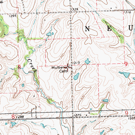 Topographic Map of Mulberry Cemetery, KS