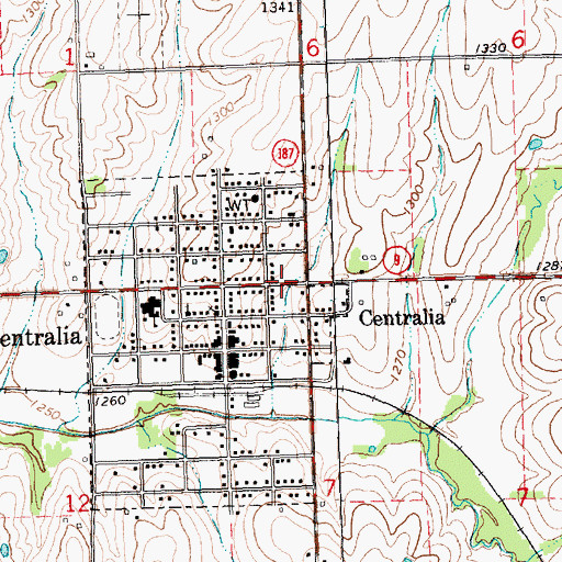 Topographic Map of Centralia, KS