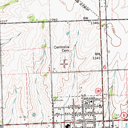 Topographic Map of Centralia Cemetery, KS