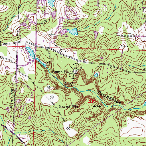 Topographic Map of Camp Hunt, AR