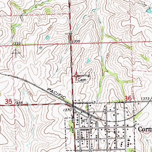 Topographic Map of Corning Cemetery, KS