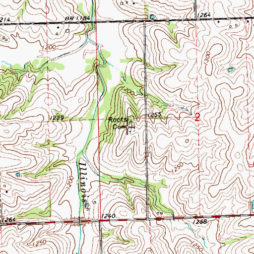 Topographic Map of Roots Cemetery, KS