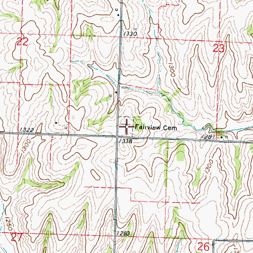 Topographic Map of Fairview Cemetery, KS