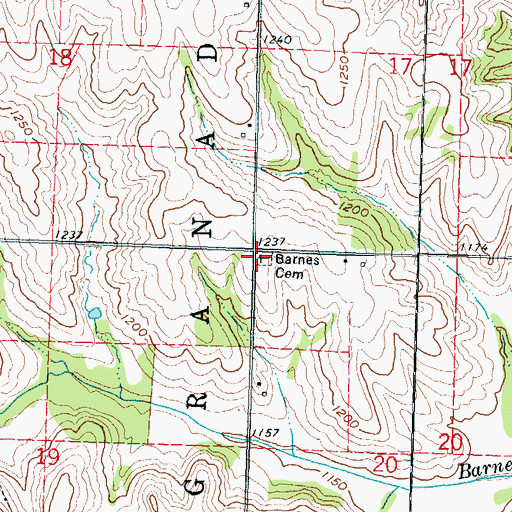 Topographic Map of Barnes Cemetery, KS