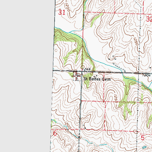 Topographic Map of Saint Bedes Cemetery, KS