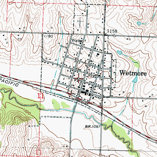 Topographic Map of Wetmore, KS