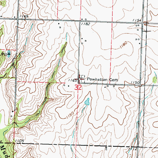 Topographic Map of Powhattan Cemetery, KS
