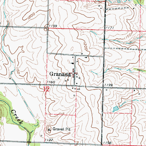 Topographic Map of Granada, KS