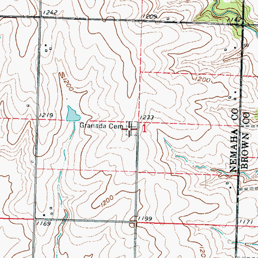 Topographic Map of Granada Cemetery, KS
