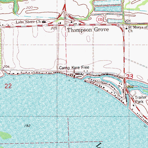 Topographic Map of Camp Kare Free, AR
