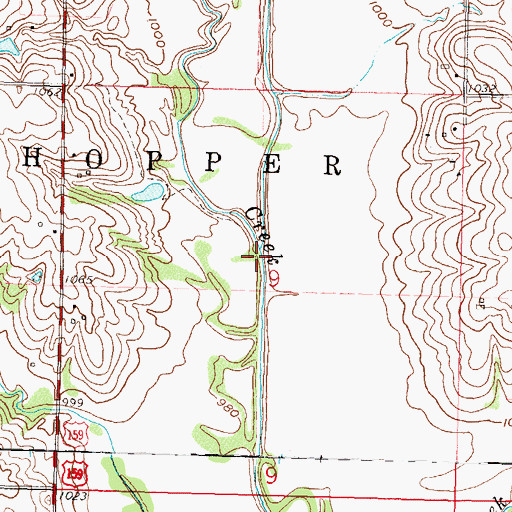 Topographic Map of Mission Creek, KS
