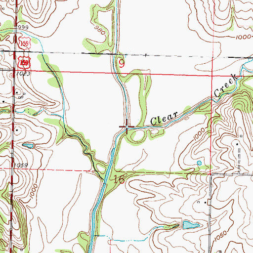 Topographic Map of Clear Creek, KS