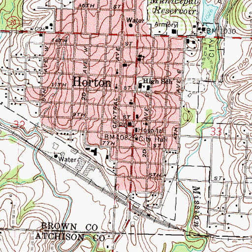 Topographic Map of Horton, KS