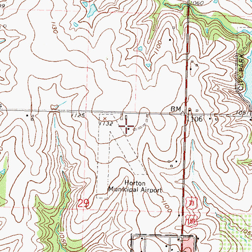 Topographic Map of Horton Municipal Airport, KS