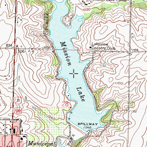 Topographic Map of Mission Lake, KS